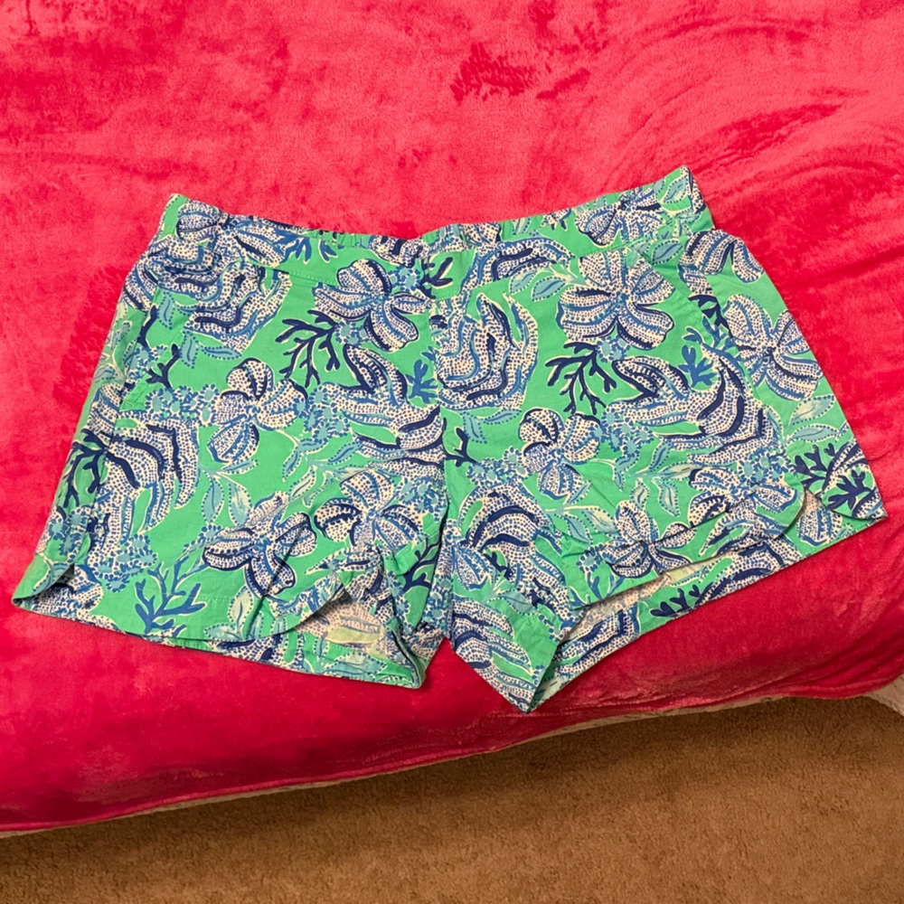 Lilly Pulitzer Green and Blue Patterned Women Shorts